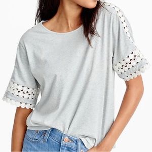 J. CREW | Grey T-shirt w/ embroidered sleeves